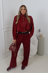 ANABEL BURGUNDY PUFF SLEEVE CROP JACKET