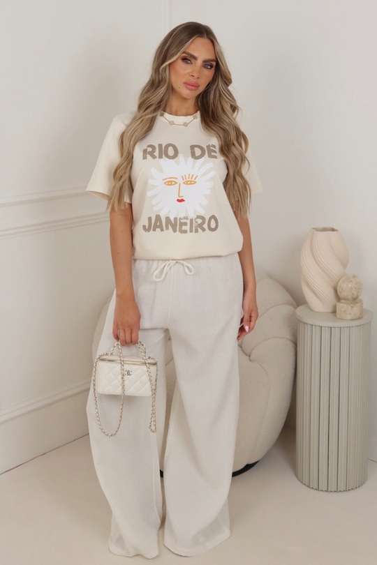 Alexandra cream cheesecloth trousers