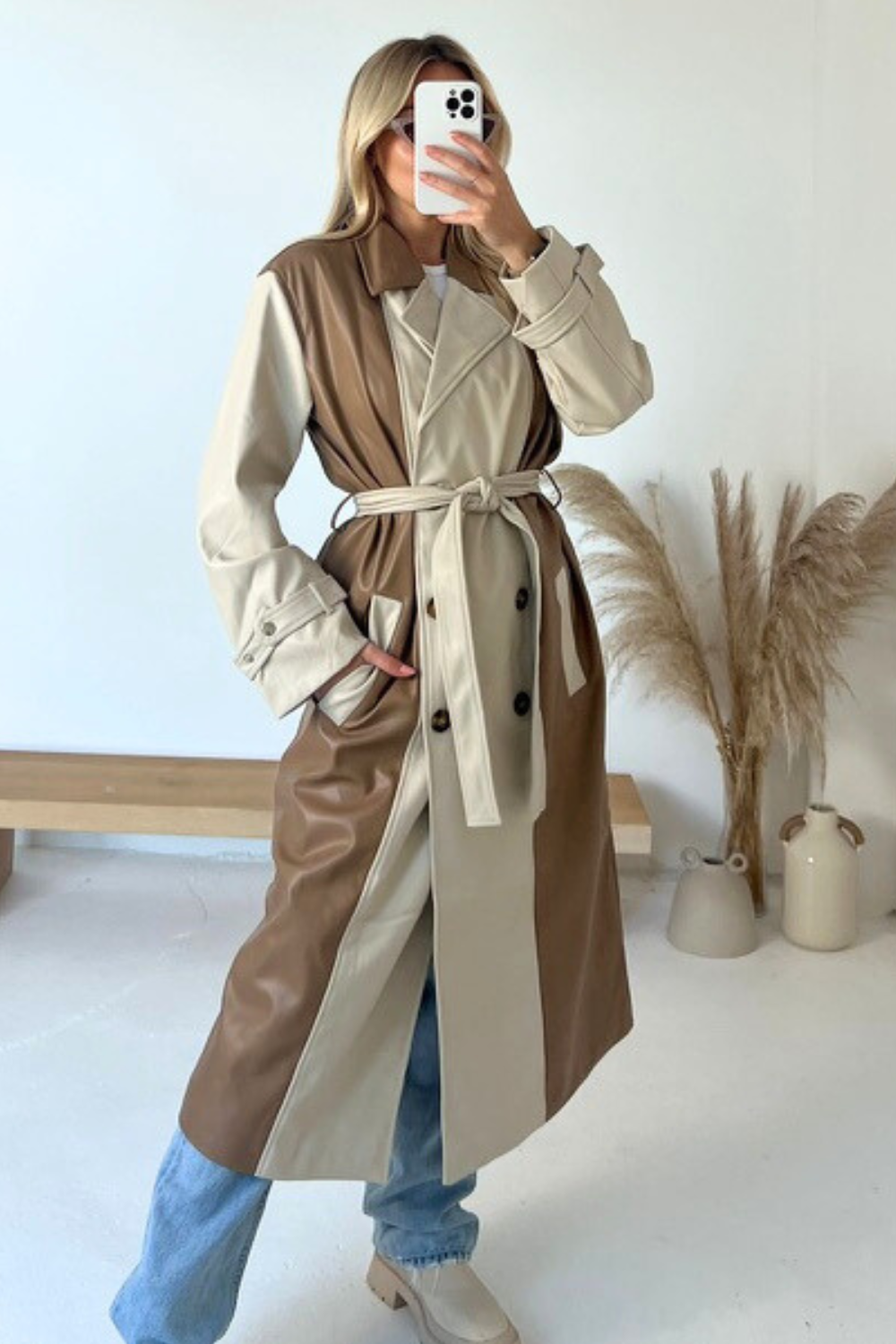 Cream trench coat sales