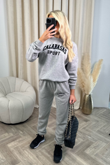 Calabasas sport melange grey embroidered sweater joggers premium loungewear
