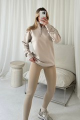 Kallie bone 3/4 sweater and ribbed legging set
