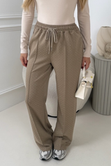 ELODIE BEIGE DIAMONTE DRAWSTRING TROUSERS