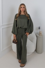 NATALIA KHAKI BATWING TOP & TROUSER CO ORD SET