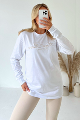 French Riviera cream embroidered long sleeve t-shirt and leggings