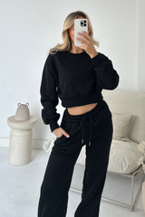 Ashley black cropped sweater and jogger loungewear