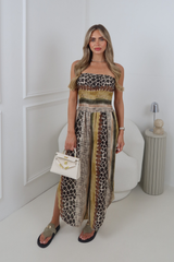 THEA KHAKI BANDEAU JUMPSUIT