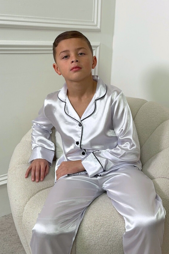 Mini Casey white Satin Pyjamas