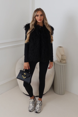 DULCIE BLACK MONGOLIAN FAUX FUR GILET