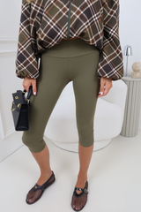 POPPY KHAKI SCULPTING CAPRI LEGGINGS