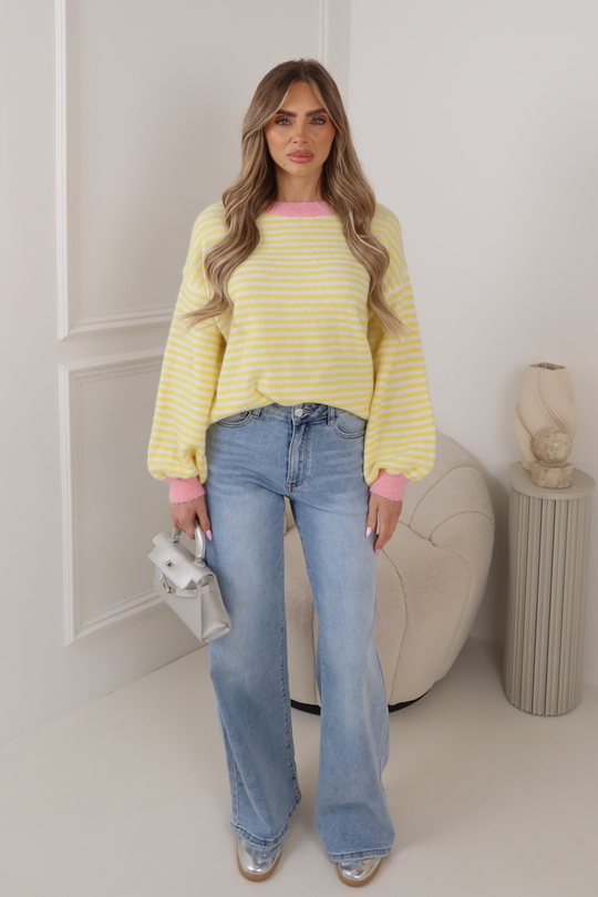 IRIS LEMON STRIPED KNITTED JUMPER