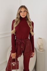 HOLLIE BURGUNDY LONG SLEEVE HIGH NECK BODYSUIT