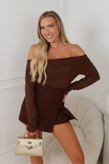 Laura chocolate diamante off the shoulder top