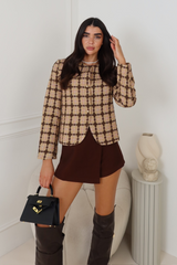 CHRISTAL CARAMEL TWEED CARDIGAN