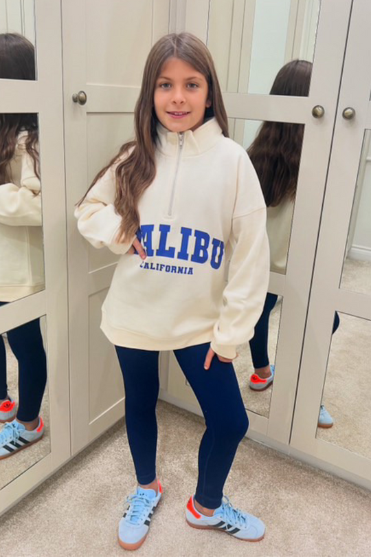 Mini malibu ecru printed 3/4 sweater