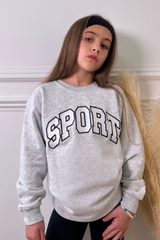 Mini marl grey sport embroidered sweater