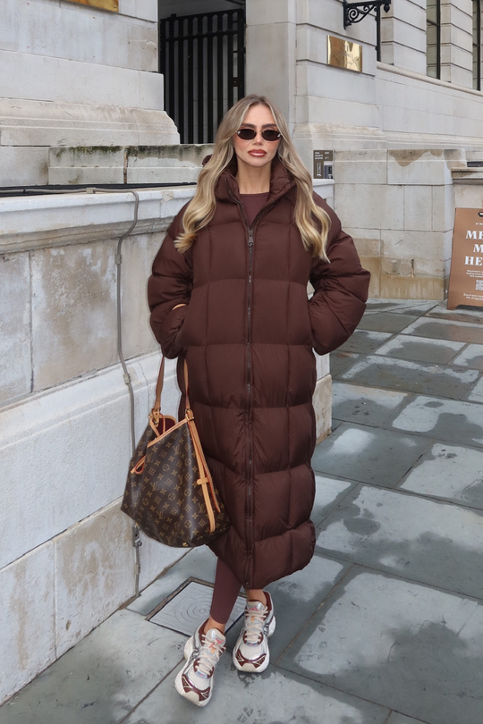 LYDIA CHOCOLATE LONG PUFFER JACKET