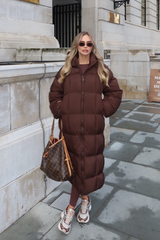 LYDIA CHOCOLATE LONG PUFFER JACKET