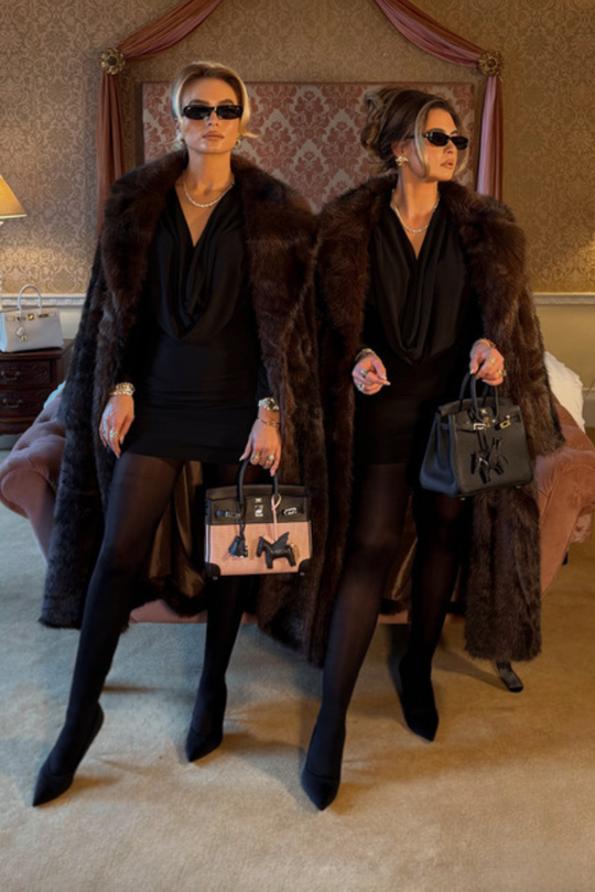 SLOANE BLACK COWEL NECK RUCHED DRESS