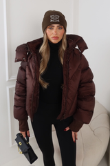 GLAMIFY EMBROIDERED CHOCOLATE BEANIE