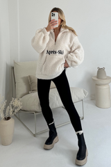 Apres Ski white embroidered 3/4 zip fleece