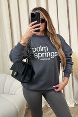 Palm springs steel grey embroidered sweater