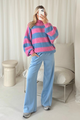 Payton pink & blue stripe knit jumper