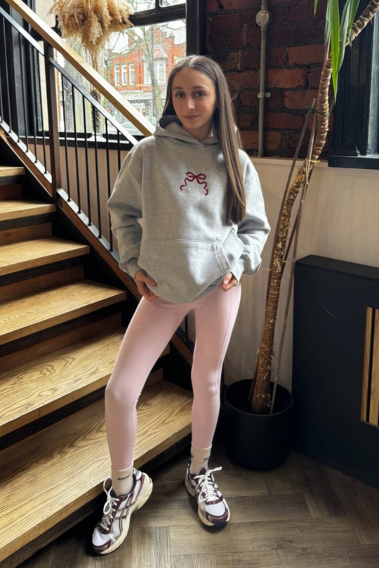 Mini bow marl grey printed hoodie