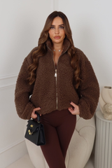 LOCKI CHOCOLATE GOLD ZIP WOOLY FLEECE
