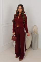 SASHA LIGHT BURGUNDY STRIPE JOGGERS