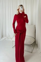Anna red knot detail maxi dress