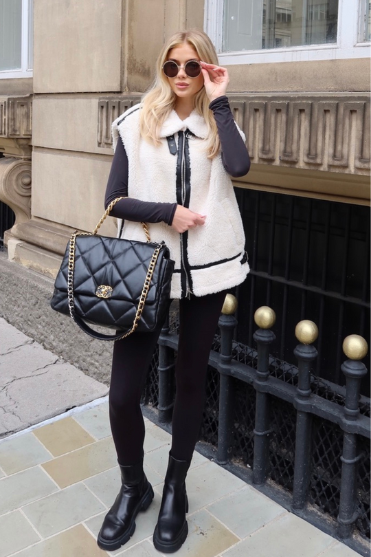 Natalie cream teddy aviator gilet