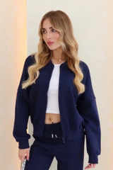 Ava Navy Bomber Jacket Loungewear Cash N Carry