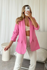 Valencia pink ruched sleeve blazer