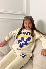 Mini ecru Monte Carlo printed sweater jogger loungewear