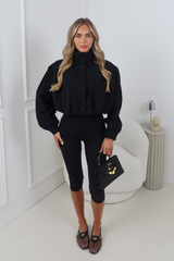 AVA BLACK PUFF SLEEVE HIGH NECK CROPPED JACKET