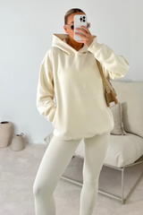 Kendall ecru hoodie and ribbed legging set