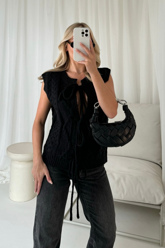 Stella black knit waistcoat