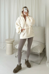 Harper cream & grey 3/4 fleece and legging set