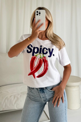 Spicy white printed t-shirt