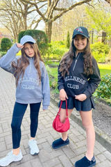 Mini Wellness club black embroidered 3/4 sweater