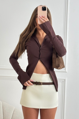 Lucinda cream belted mini skirt