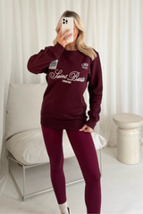 Saint barts burgundy embroidered sweater & legging set