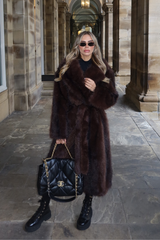 Pipa chocolate long faux fur coat