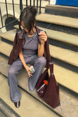 SCOUSE PRINTS 2.0 - BABY BLUE/CHOCOLATE  STRIPE TOP AND TROUSER SET