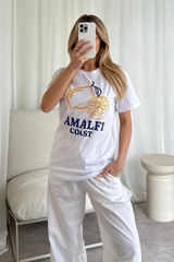 Amalfi coast white Printed T-shirt