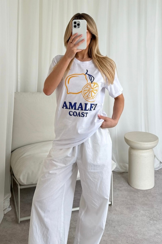 Amalfi coast white Printed T-shirt