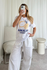 Amalfi coast white Printed T-shirt