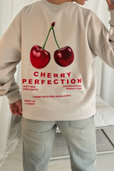 Cherry perfection bone printed sweater