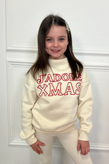 Mini J'adore Xmas ecru embroidered sweater