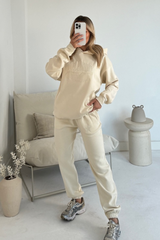 Hotel Pashmina ecru embroidered hoodie joggers premium loungewear